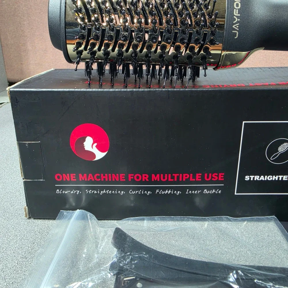 Jayfond Hot Air Brush Styler Dryer Womens Black Gold New 3-in-1 Volumizer